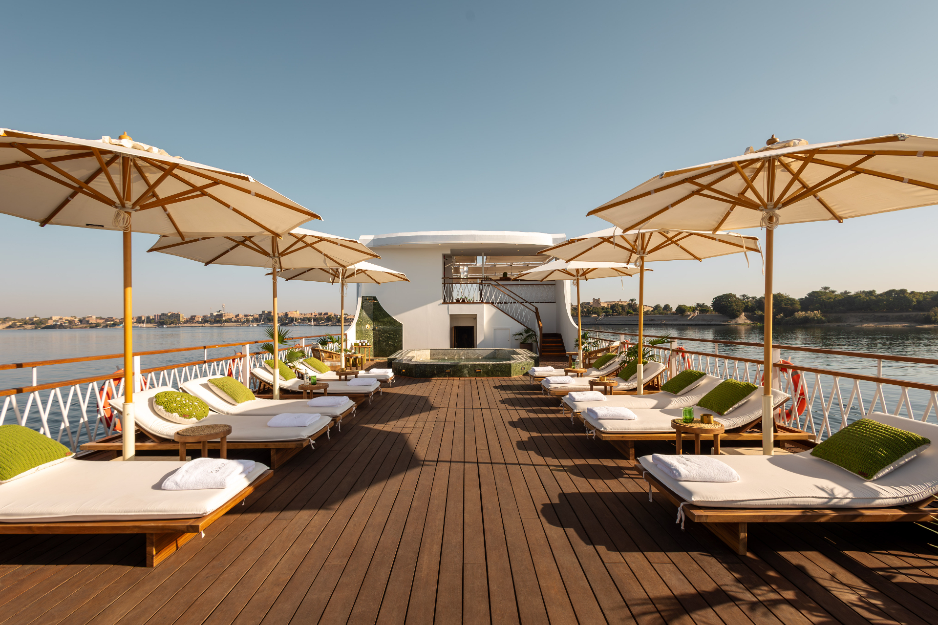 Gaia Dahabiya sundeck with plunge pool and loungers