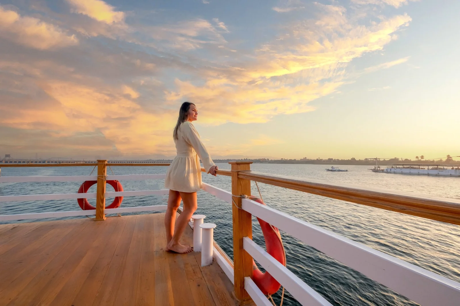 Sunset on Swan's deck aboard Swan Dahabiya