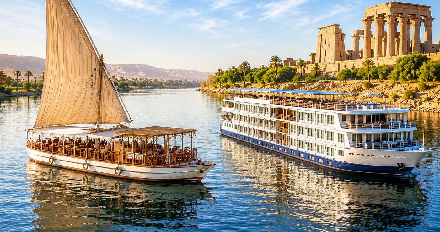 Nile cruise ship between Luxor and Aswan