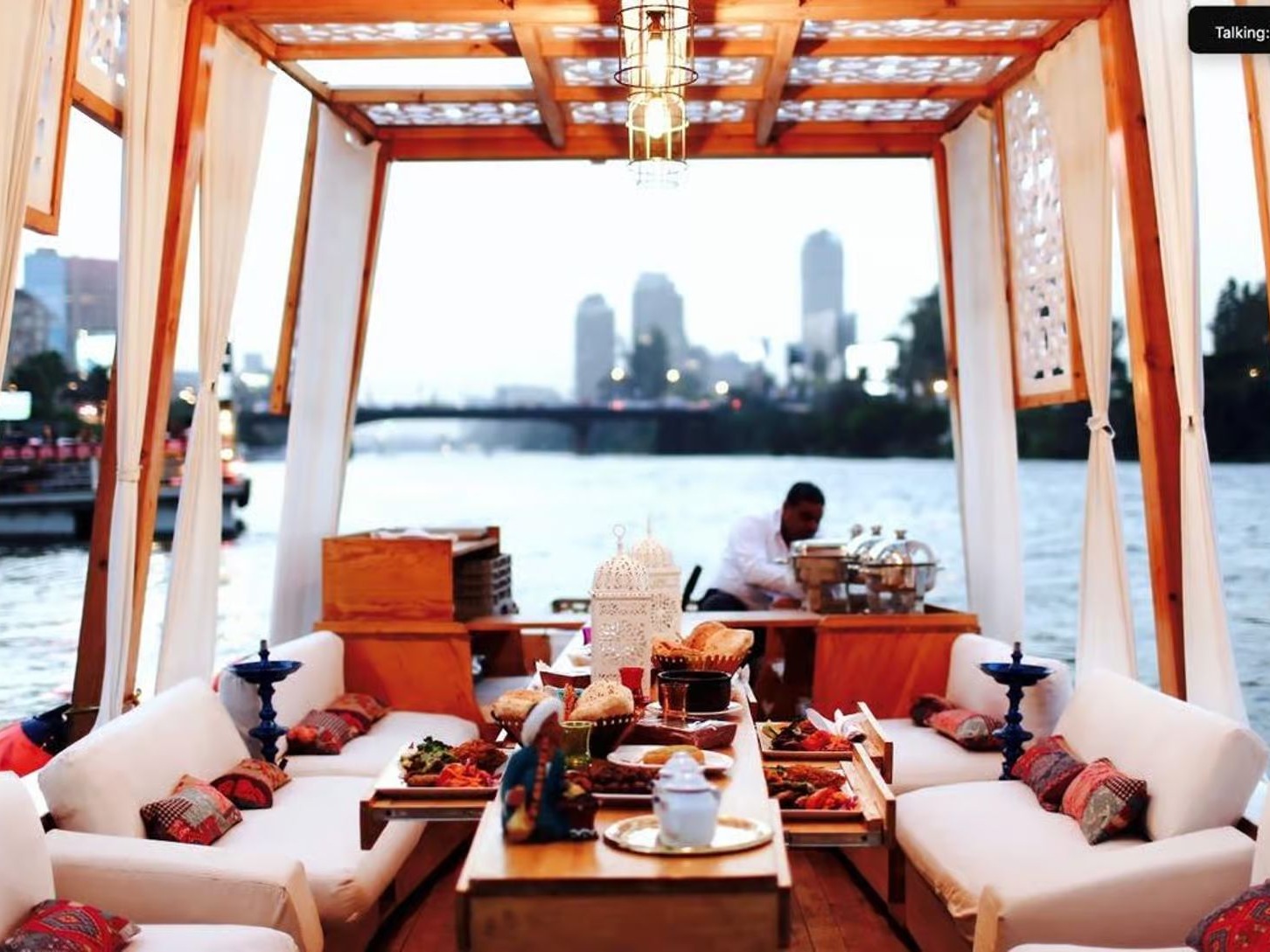 Private felucca lounge with Nile views