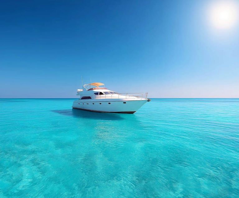 Luxury yacht in turquoise sea