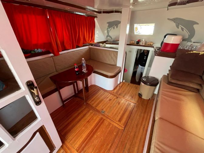Yacht interior seating area