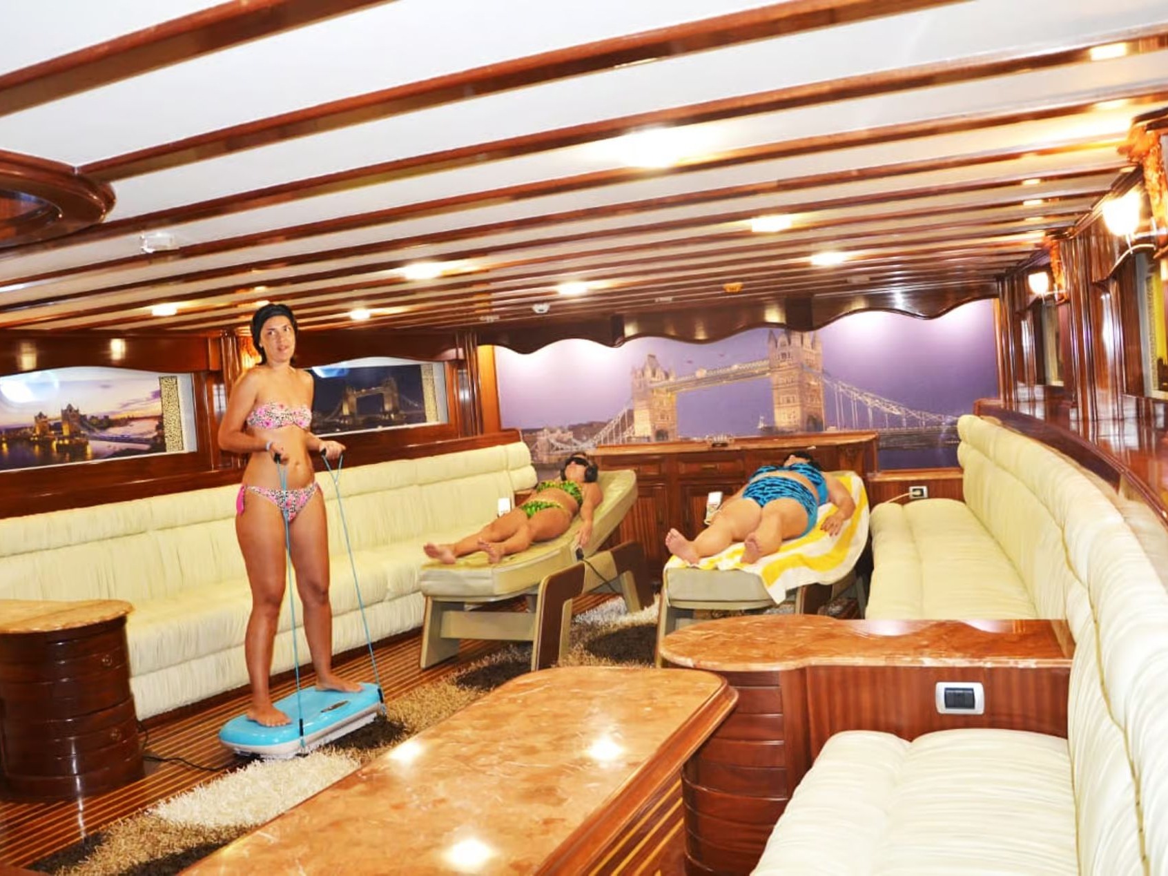 Luxury relaxation lounge on Elite VIP yacht