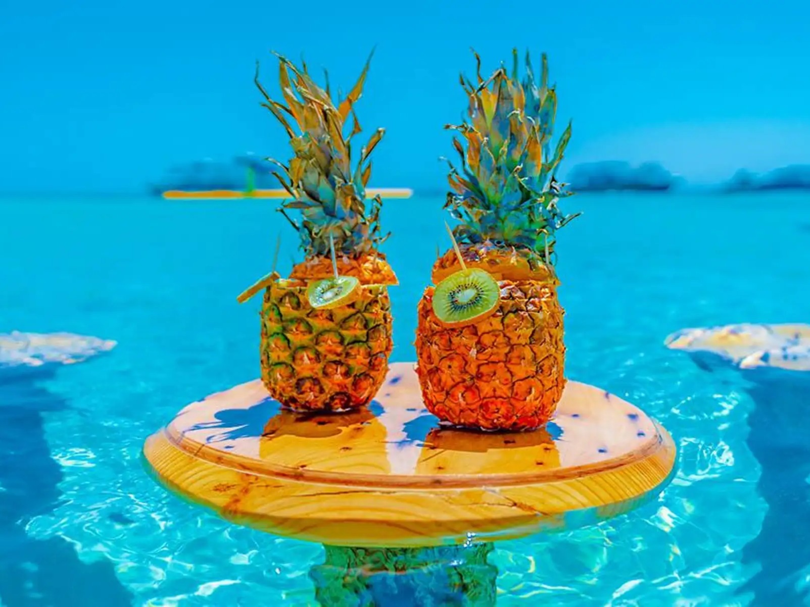 Fresh tropical drinks served on the island