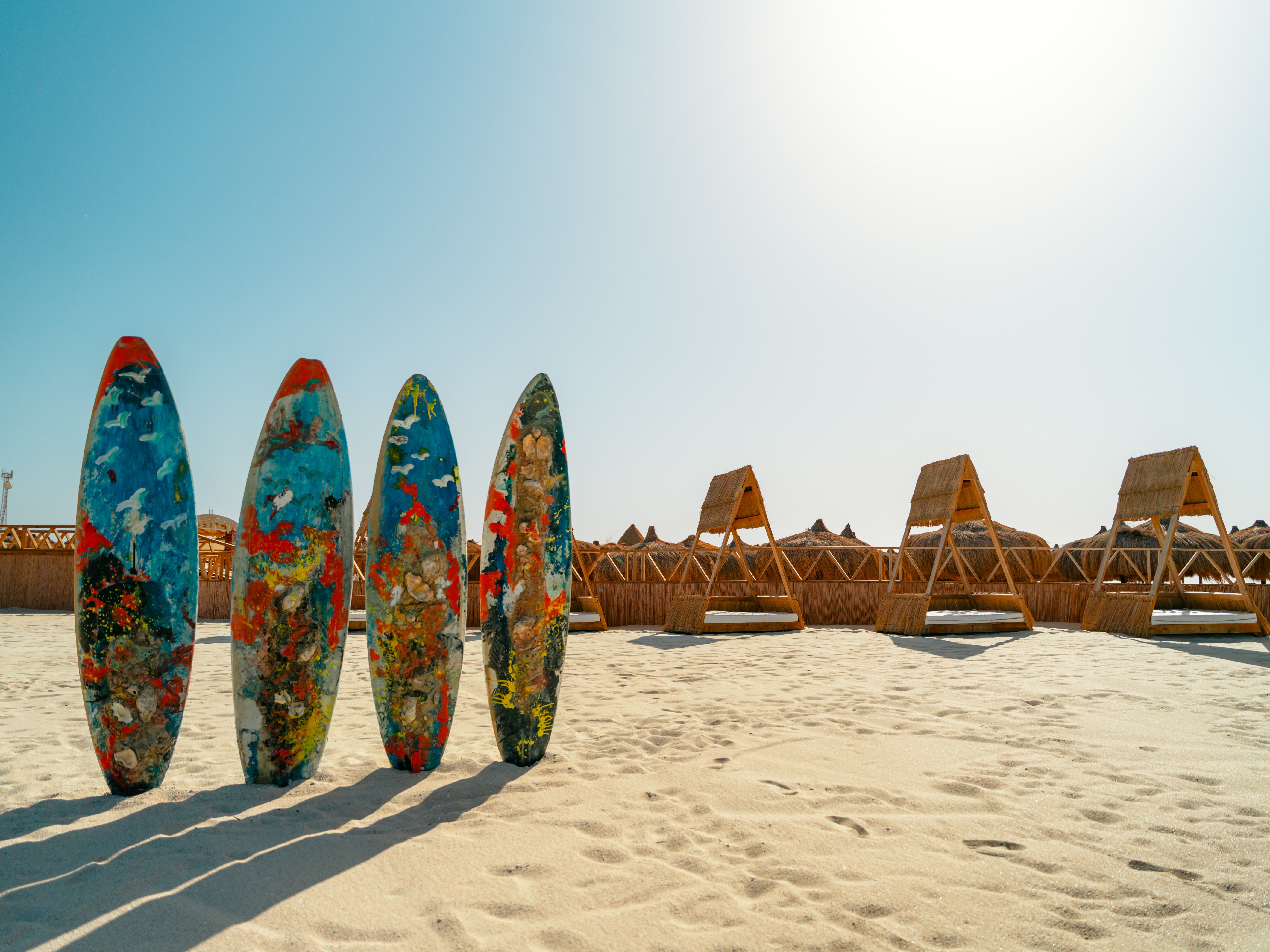 Colorful surfboards decorating the beach