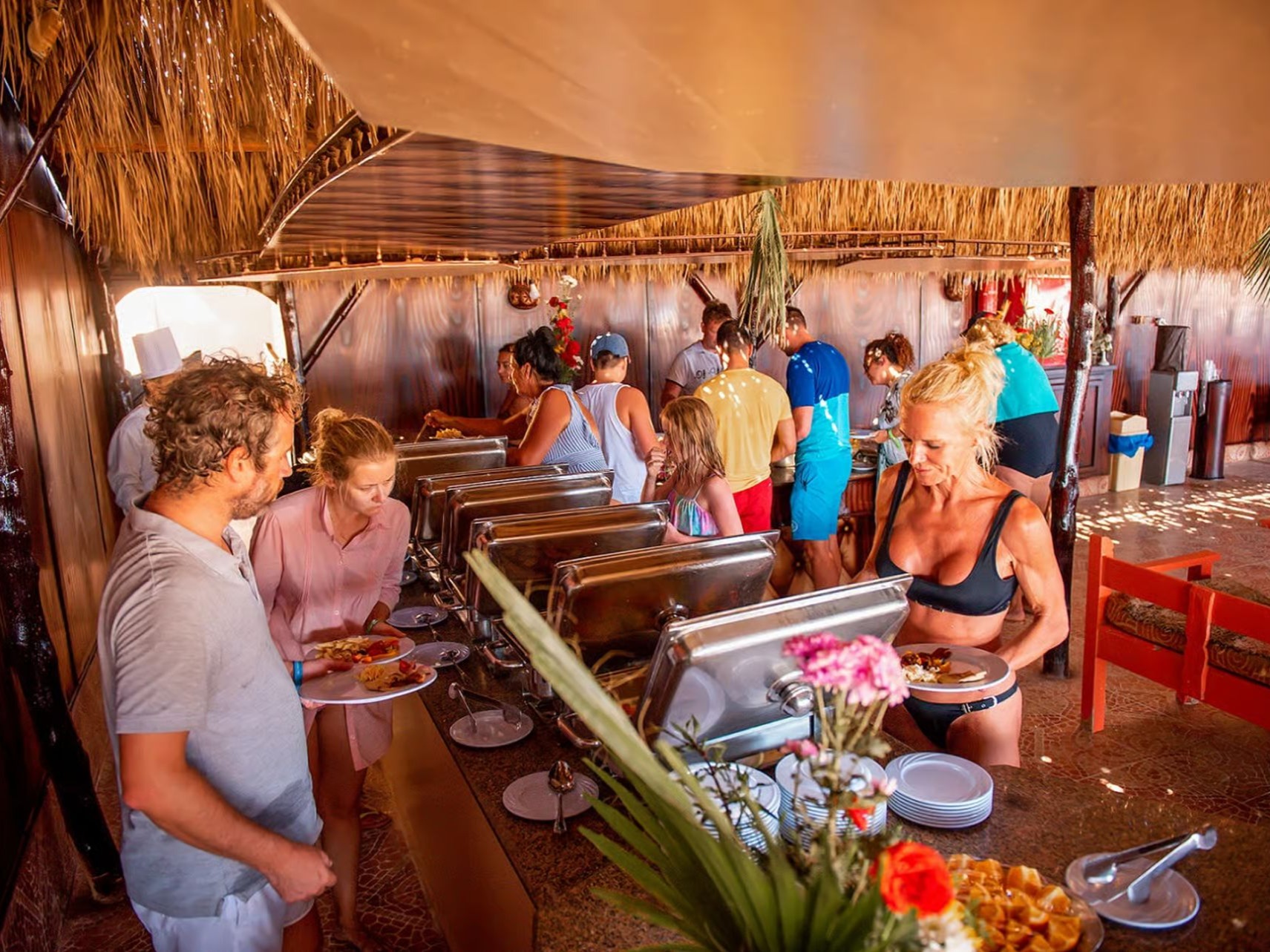 Island restaurant seating area