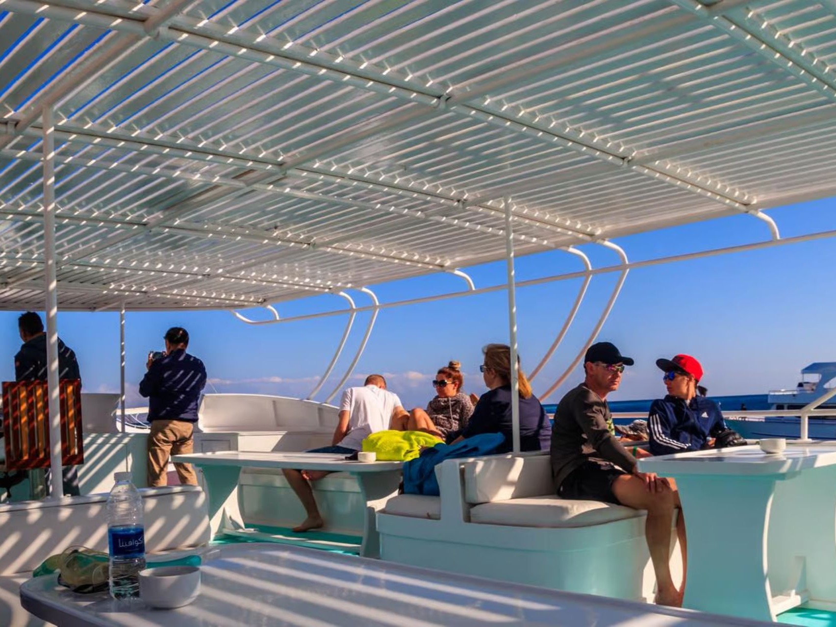 Relaxing seating area on a comfortable tour boat