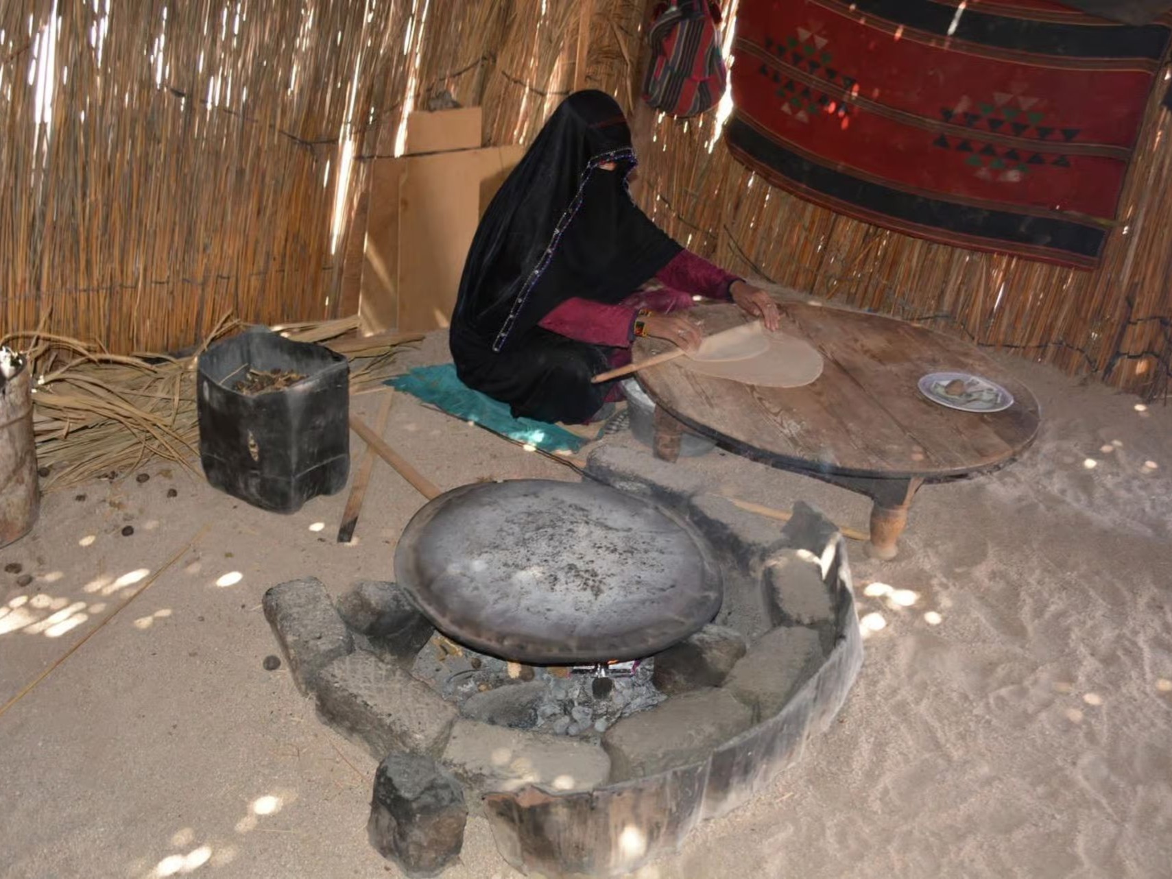Bedouin tent with tea and carpets
