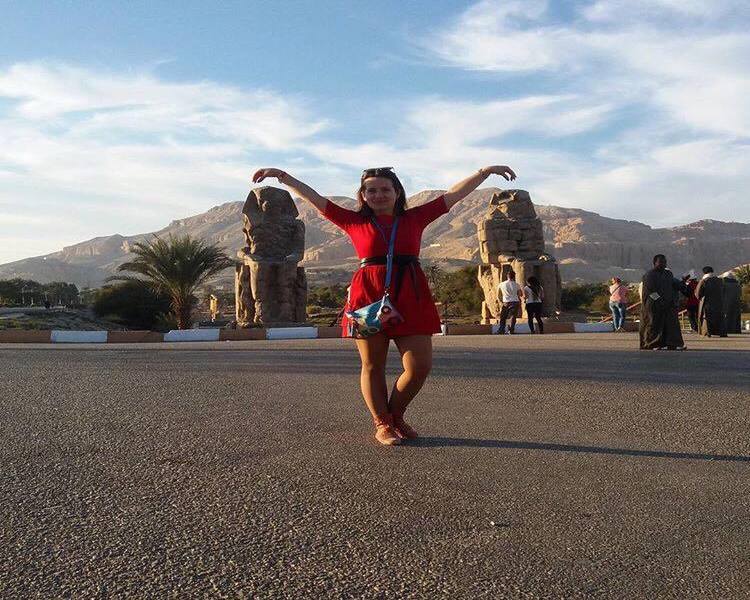 Traveller at the Colossi of Memnon