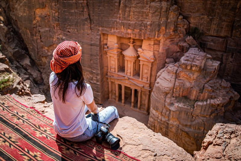View of Petra's Treasury from a high trail