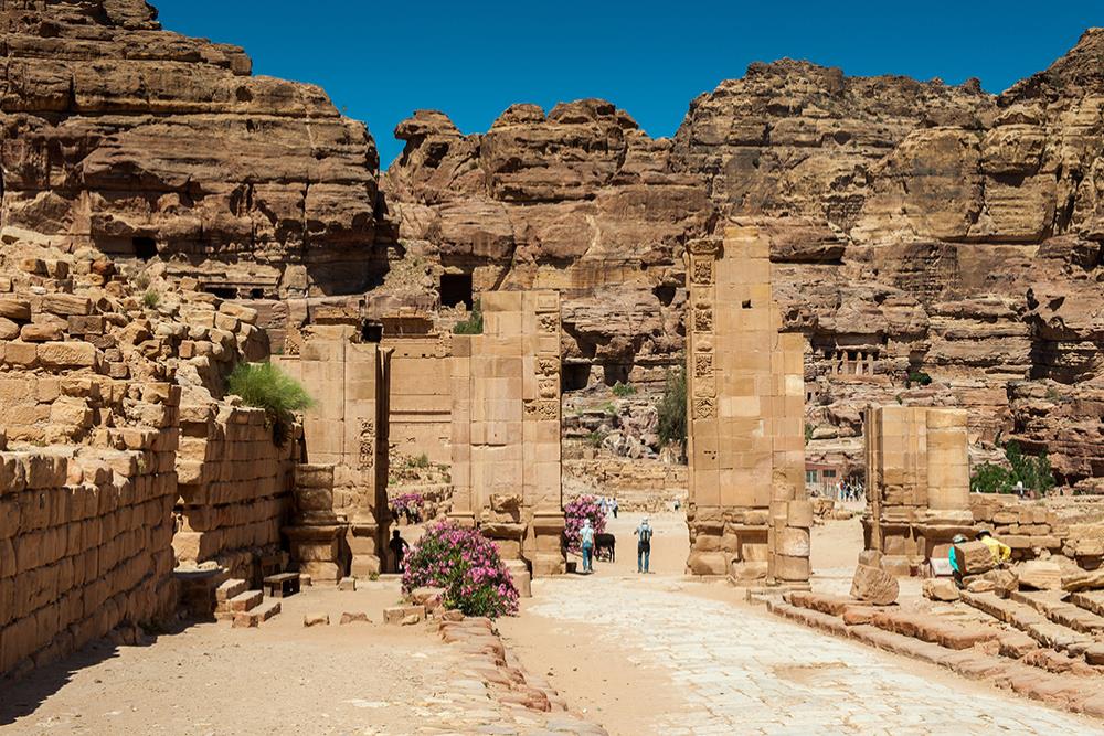 Ancient gateway and tombs in Petra