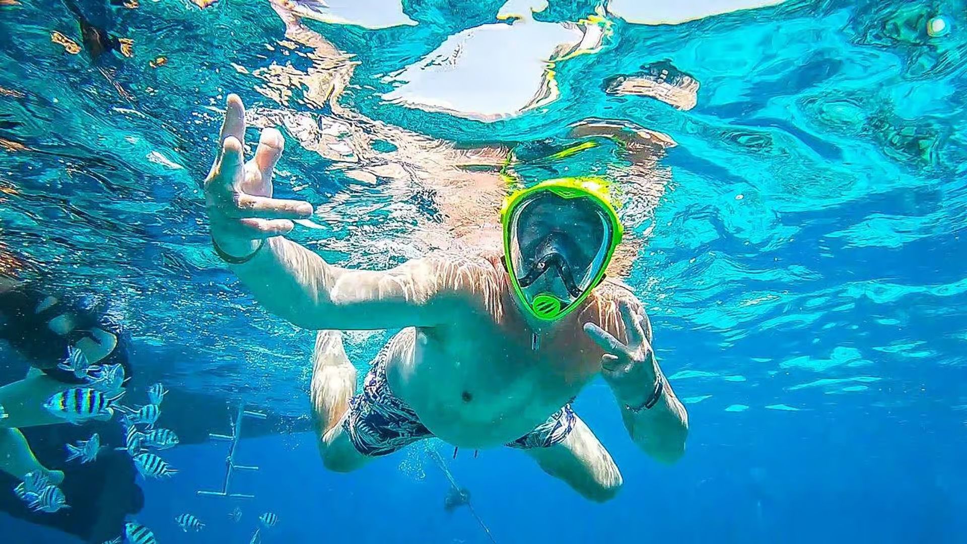 Snorkeller in clear Red Sea water